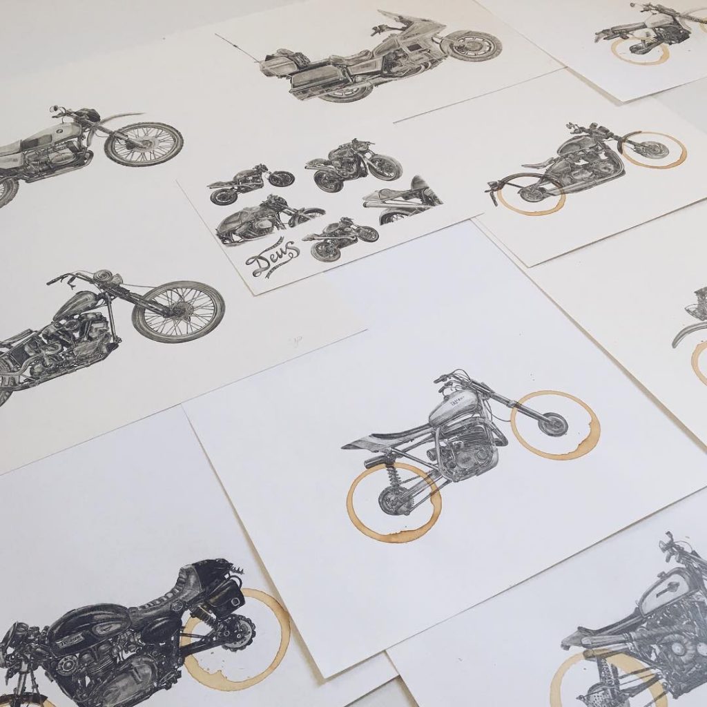 Carter Asmann-café-tache-dessin-croquis-custom-Motorcycle, moto-bike-artiste-Coffee Stain-artiste